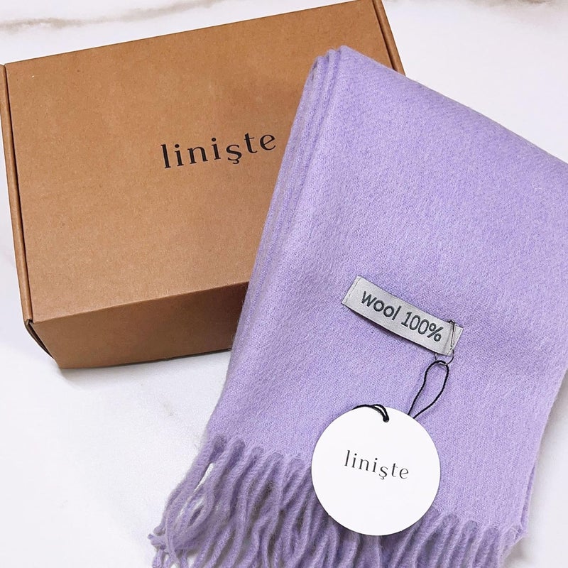 linişte 100% Wool Scarf - Men and Women Winter Warm Soft Luxurious Solid Colors Gift Box - Image 2